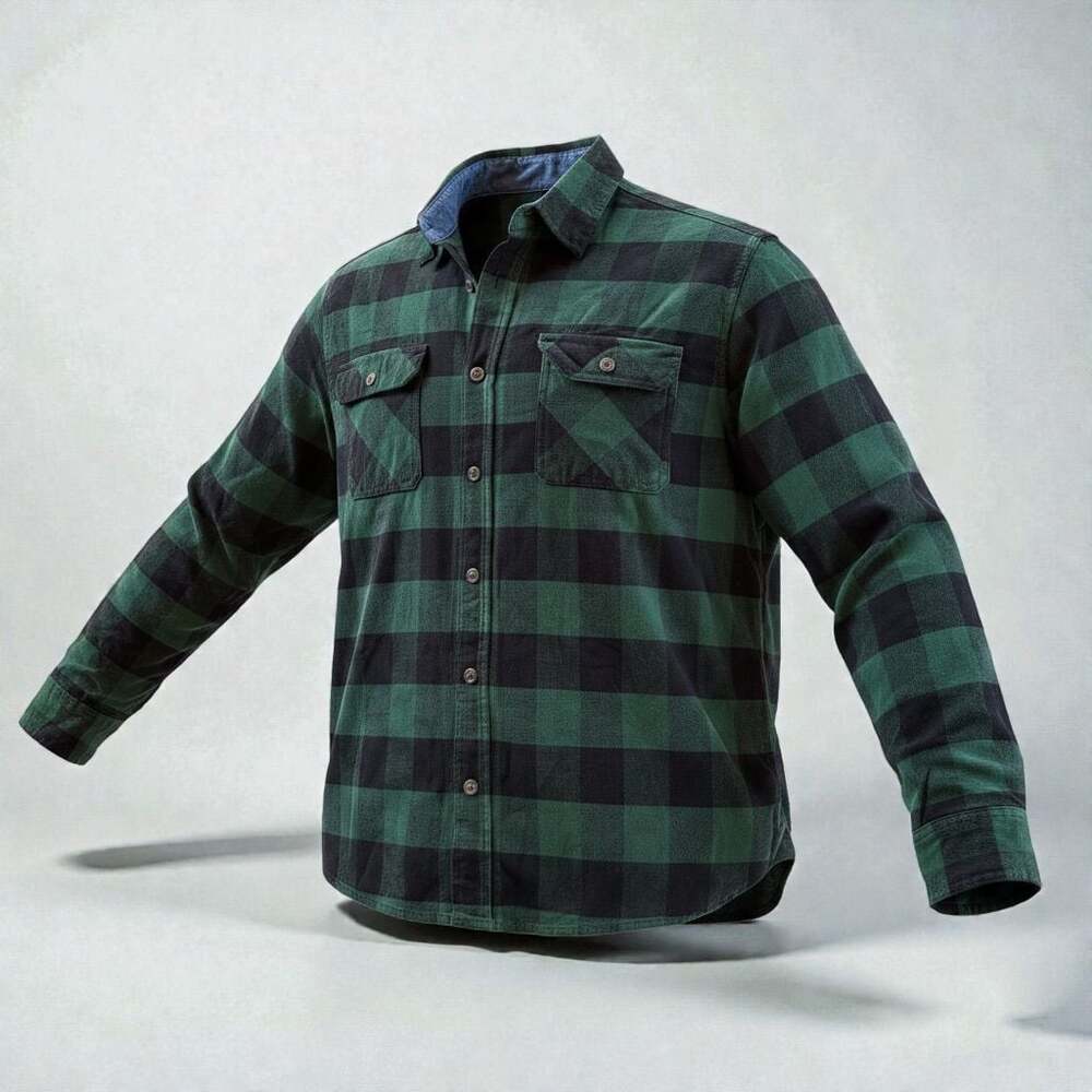 Jachs MFG Heritage Flannel Shirt Green Black Plaid Size L